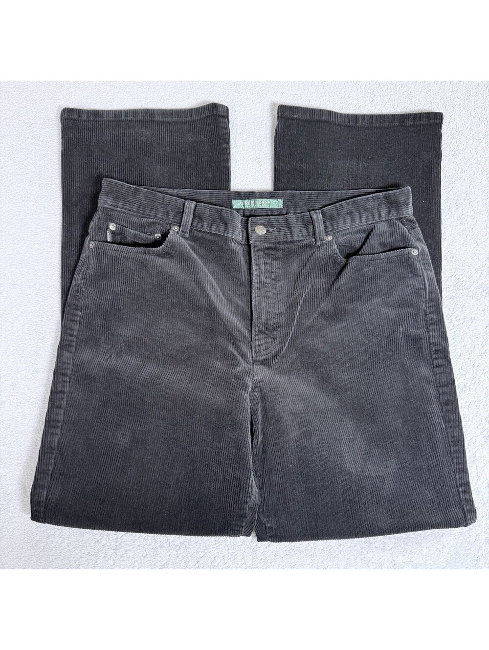 Lauren Ralph Lauren Black Corduroy Straight Leg Pants Womens Size 14 LRL Jeans